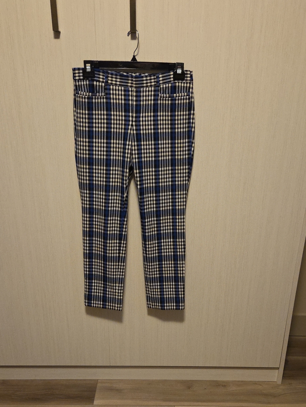 Banana Republic Navy and White Plaid Chinos
